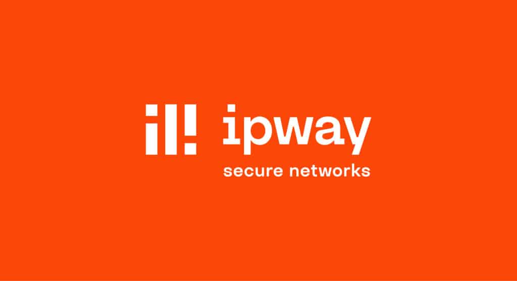 Logo Ipway con payoff su sfondo arancione