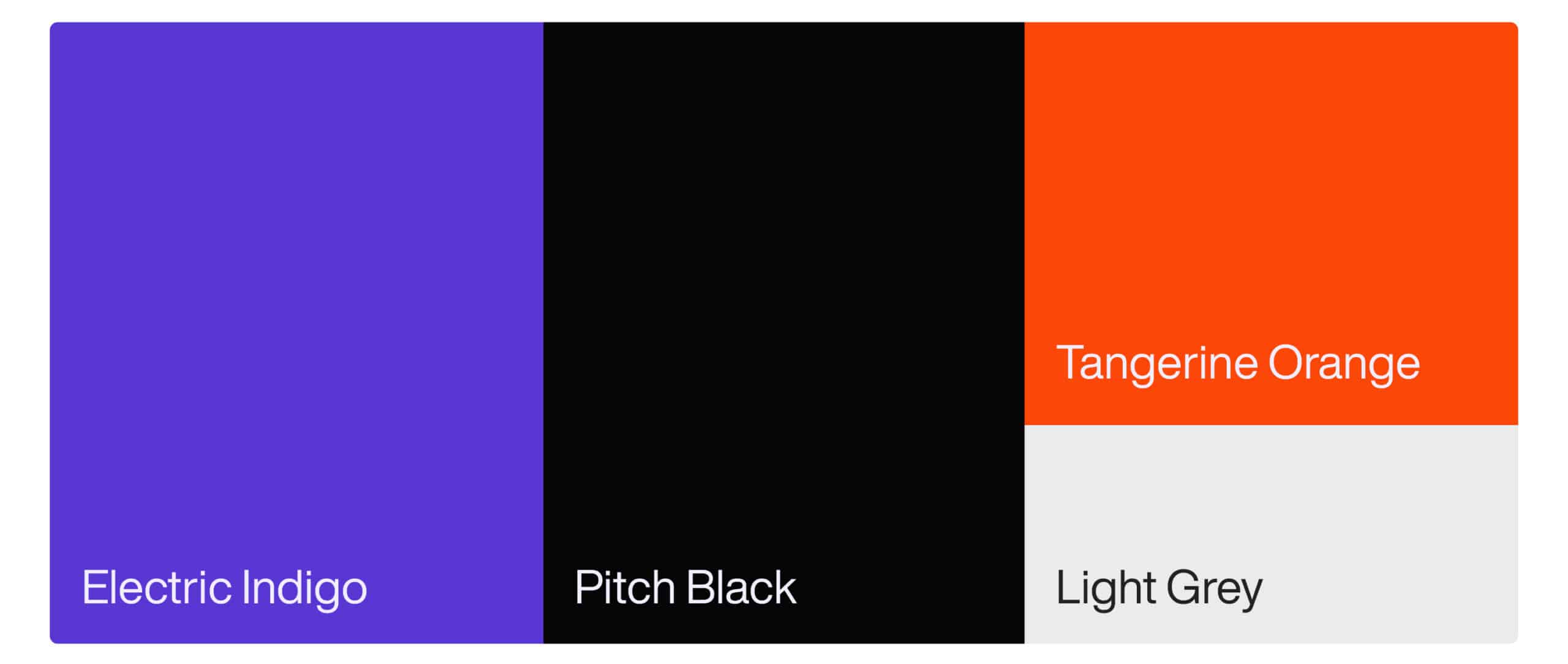 palette colori istituzionali Ipway: Viola, Nero, Arancione e grigio chiaro